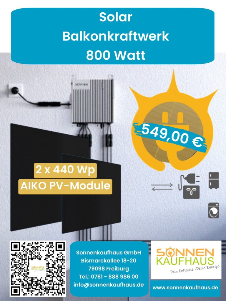 Solar Balkonkraftwerk 800 Watt für Freiburg, Emmendingen, Kaiserstuhl, Markgräfler Land