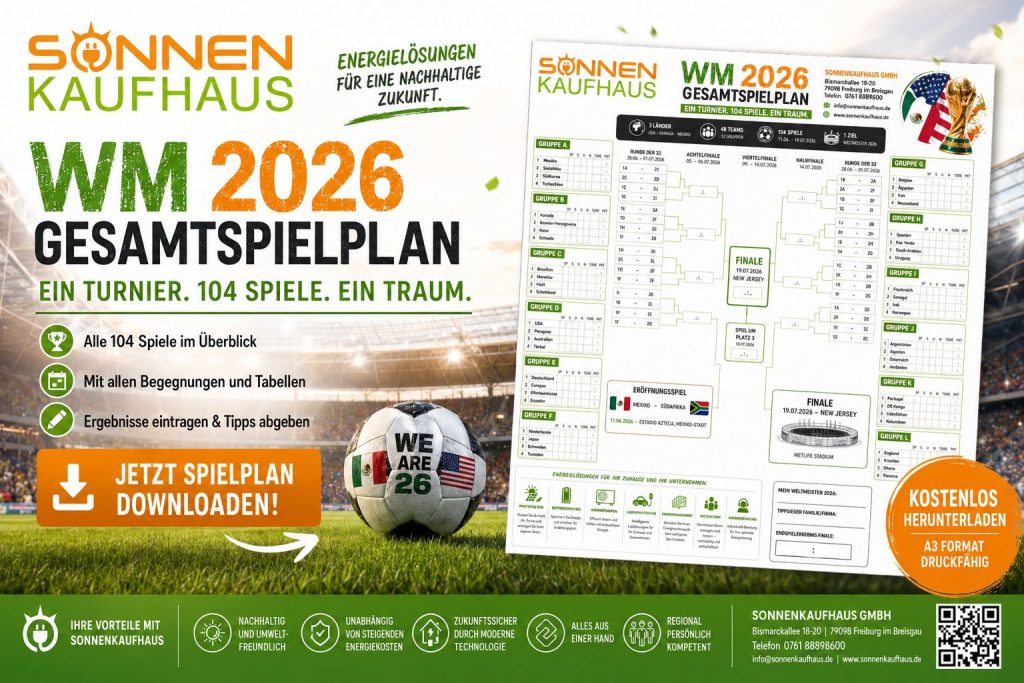 Der Spielplan für Ihre Fußball WM 2026 vom Sonnenkaufhaus